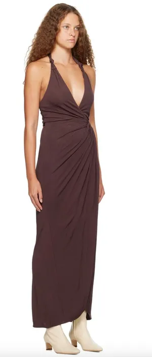 Staud Brown Reagan Maxi Dress Womens Size Large thumbnail 1