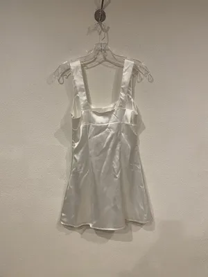 Peppermayo Odette Satin Mini Dress Womens 6 White Square Neck Sleeveless Party thumbnail 5