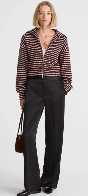 Madewell The Easy Pull-On Pant in Satin Black Size Small thumbnail 1