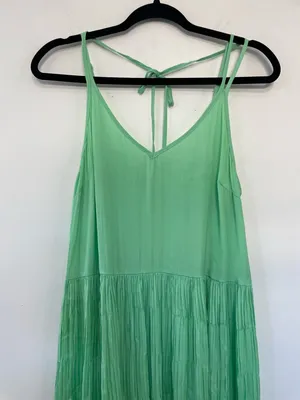 CURRENT AIR Mint Green Pleated Maxi Dress | | Boho Flowy Bright Summer Dress thumbnail 4