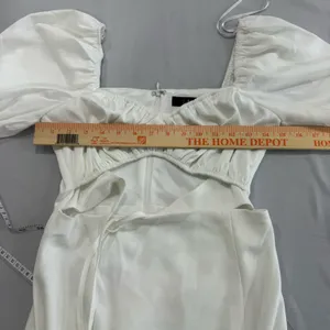 Lulus‎ Cue the Flirting White Puff Sleeve Cutout Maxi Dress Small NWT thumbnail 4