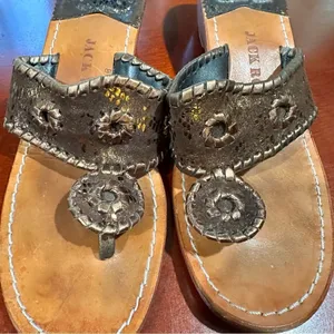 Jack Rogers Hamptons Bronze Gold Leather Sandals Size 8 thumbnail 3