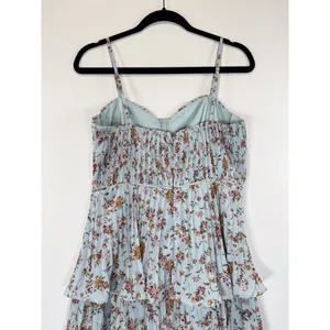 NWT Lulus Dress Blue Midi Floral Bustier Layered Underwired Slip Boho Medium thumbnail 11