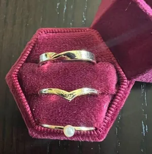 Elegant Gold and Silver Women's Ring Trio Set Size 7 thumbnail 1
