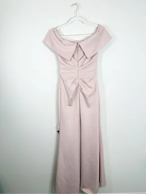 XSCAPE Scuba Crepe Off Shoulder Long Maxi Dress Formal Blush Pink 3008 Size 4 thumbnail 4