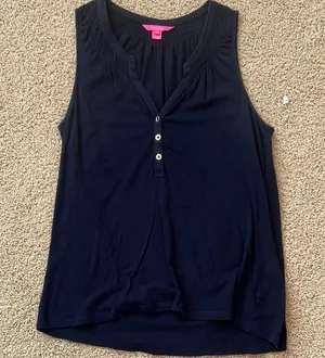 Lilly Pulitzer Blue Sleeveless Buttoned Tank Top thumbnail 1