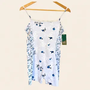 Wild Fable ButterBliss‎ Light Blue Floral Lace Trim Romper Bodysuit Womens S NWT thumbnail 3