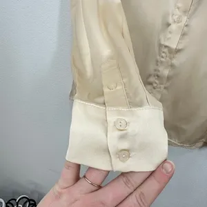 ASTR THE LABEL Cream Silk Satin Button Down Shirt Blouse Shoulder Pad Top XS NWT thumbnail 9