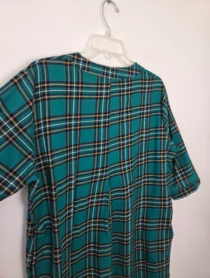 Mint Limit Blackwatch Plaid Sleep Shirt Nightgown House Dress Cotton Large thumbnail 9