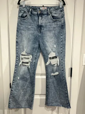 Risen hight rise Acid wash cropped flare Jeans thumbnail 2
