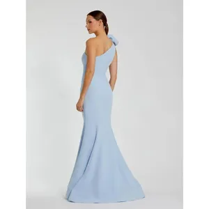 NWOT Mac Duggal 2304 Blue One Shoulder Mermaid Gown With 3D Flower Size 8 thumbnail 5