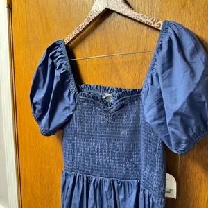 NEW Arula Laine Babydoll Dress Short Puff Sleeve Mini Denim Blue Amazing 1X thumbnail 6