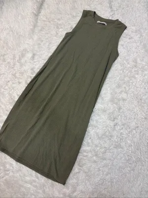 Abercrombie sleeveless Ribbed Tank Dress - Olive Green thumbnail 1