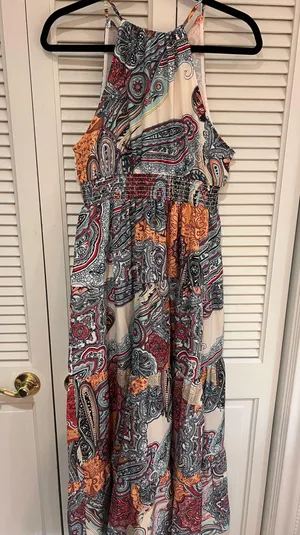 Paisley pattern Maxi Dress Orange thumbnail 1