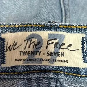 Free People We The Free Blue Medium Wash Distressed High Rise Jean Short Size 27 thumbnail 3