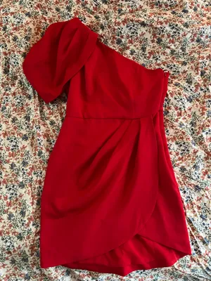 Vestique Red One Shoulder Mini Dress thumbnail 3