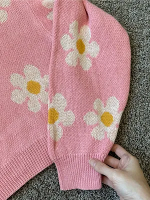 Timing Pink Daisy Crewneck Sweater thumbnail 4