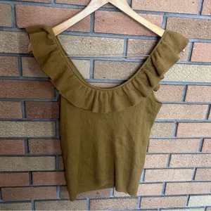 Madewell Wakeford Ruffle Sweater Tank Top #AM299 in Bronze Wool Blend Size Small thumbnail 5