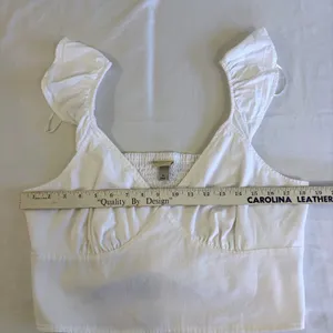 A New Day White Ruffle Cottagecore Romantic Crop Top XL Cotton‎ Rayon V-Neck thumbnail 4