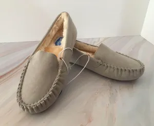 Moccasin Slippers, Size 7 Gray thumbnail 1