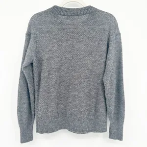 Quince Womens Baby Alpaca Wool Blend Diamond Stitch Crewneck Sweater‎ XS Gray thumbnail 6