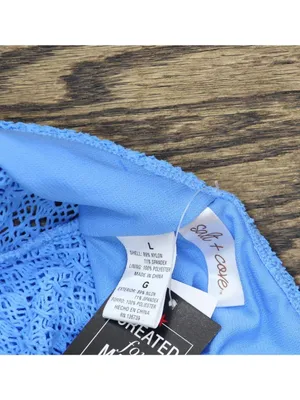 NWT Salt + Cove Crochet Ruffle-Trim Midkini Swim Top SC25089TT Capri Blue L thumbnail 6