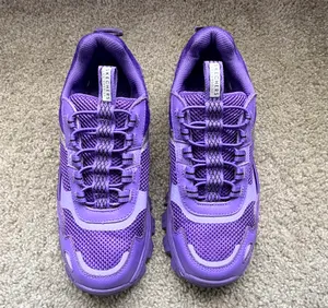 SKECHERS Women’s Purple Memory Foam Leather Low Top Lace-Up Athletic Sneakers thumbnail 7