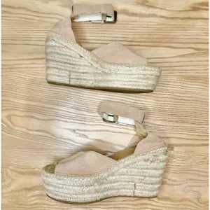 Soludos Positano Espadrille Platform Suede Leather Tan Wedge Sandals thumbnail 5