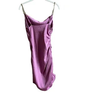 Astr Trista Satin Chain Link Strap Mini Dress Pink Size XS Barbie Party Ruched thumbnail 3