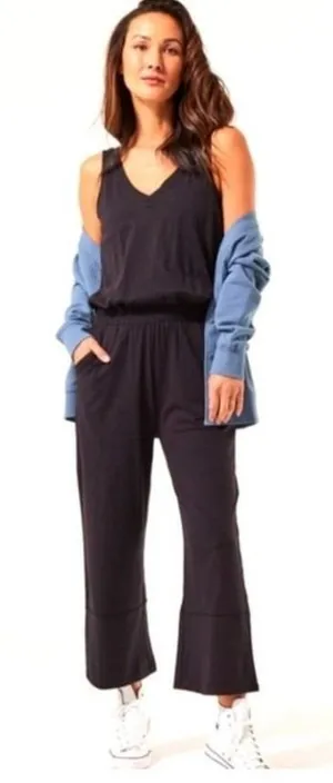 Pact Jumpsuit Medium Black Organic Cotton V-Neck Sleeveless Casual‎ Minimalist thumbnail 1