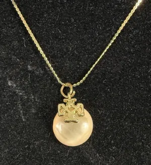Vintage Tory Burch Gold Initial Disc Pendant Necklace thumbnail 1