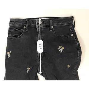 Abercrombie & Fitch‎ Black Embroidered High Rise Skinny Ankle Jean 26/2 Long thumbnail 5