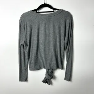 ASTR the label front‎ tie long sleeve gray top women’s size small thumbnail 7