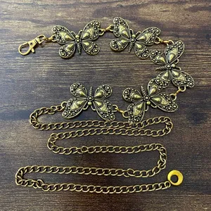 Antique Gold Y2K Butterfly Fairycore Chain Belt, Fits 16-45 Inches, X7GA1378 thumbnail 6