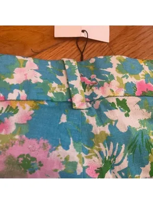 Zara High-Waisted Retro Floral Kick Flare Linen Pants Disco Cottagecore Sz 4 thumbnail 12