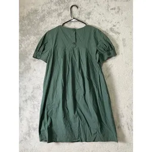Theory Cotton Poplin Shift Dress‎ Green Size 10 Lagenlook Minimalist Pockets thumbnail 3