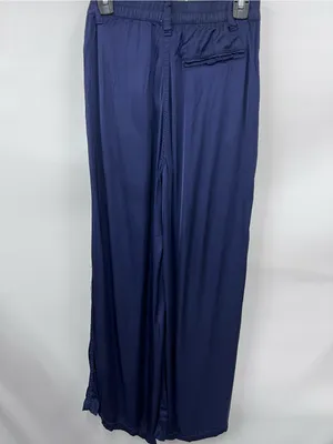 aerie Wide-Leg Satin Pants in Navy Women's thumbnail 3