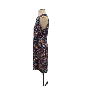 J McLaughlin Devon Sleeveless Shift Dress Blue Red Medallion Print‎ Medium thumbnail 7