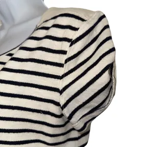 FREE PEOPLE French Kiss Black White Striped High Low Blouse‎ S/S Size XS thumbnail 3