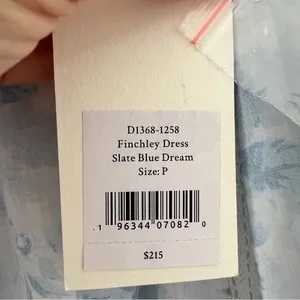 LOVESHACKFANCY Finchley Smocked Mini Dress Blouse Size Petite in Slate Blue NWT thumbnail 9