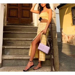 Zara sz S Gingham Yellow Plaid High Rise Split Midi Skirt Retro Mod Bloggers Fav thumbnail 6