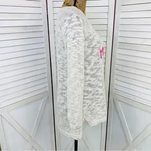 Aerie by AEO Happy Winter Open Weave‎ Sweater Tan Pink Medium Pullover thumbnail 4