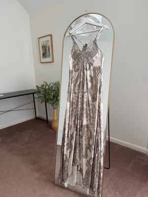 Hale Bob Taupe Paisley Halter Maxi Dress Size S thumbnail 5