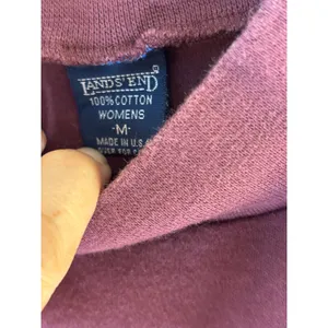 Lands End Womens Medium Burgundy Plum Mock Neck Long Sleeve 100% Cotton USA Made thumbnail 4