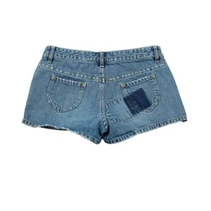 Old Navy Y2K 90s Ultra‎ Low Waist Patchwork Denim Shorts Blue Cotton Button Fly thumbnail 6