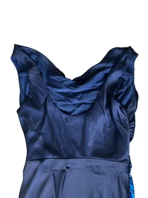Abercrombie & Fitch Women’s Cowl Neck Draped Maxi Dress Dark Indigo Floral thumbnail 8