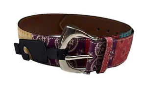 NWT Leather Whimsy Western Festival Belt Sz Large 1.5" Wide Print USA thumbnail 1
