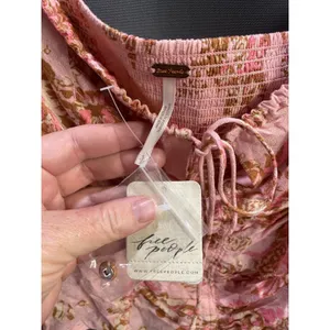 Free people Cropped Top Womens Large Pink Combo Hilary Printed Square Neck B96 thumbnail 4