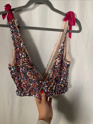 Intimately Free People Womens Sequin Party Big Night Crop Top Xs thumbnail 5