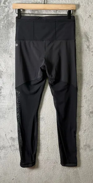 Lululemon Black Mesh Panel Leggings High Rise Athletic Yoga Pants‎ Women’s 6 thumbnail 1